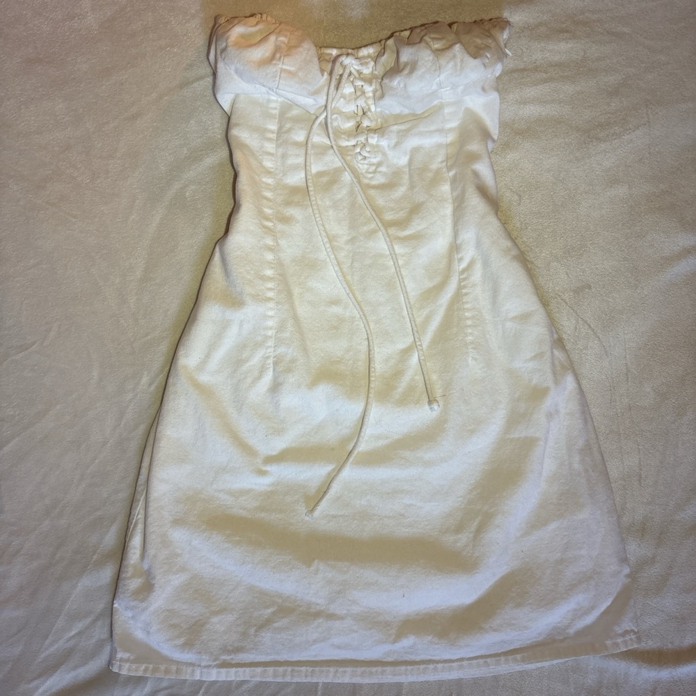 Bershka Strapless Cream Dress